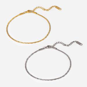 New Arrive Fashion Simple 18K PVD Gold Plated 2mm Thick Gold Exposed Sparkling Chain Anklets Foot Jewelry Ankle For Women Gifts
