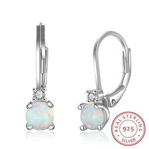   Fashion Zircon Accessories 925 Sterling Silver Jewelry White Opal Earring