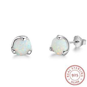 Solid Sterling Silver 925  Opal  Shape Love Stud Earrings For Girls Fashion Jewelry