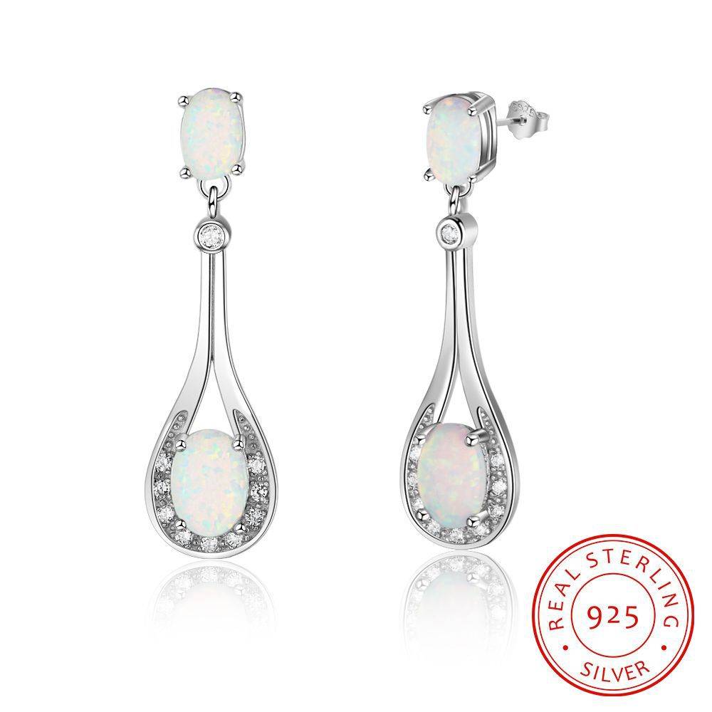 Fashion Women  Cubic Zirconia Earring Jewelry  925 Sterling Silver Opal Studs Earrings 