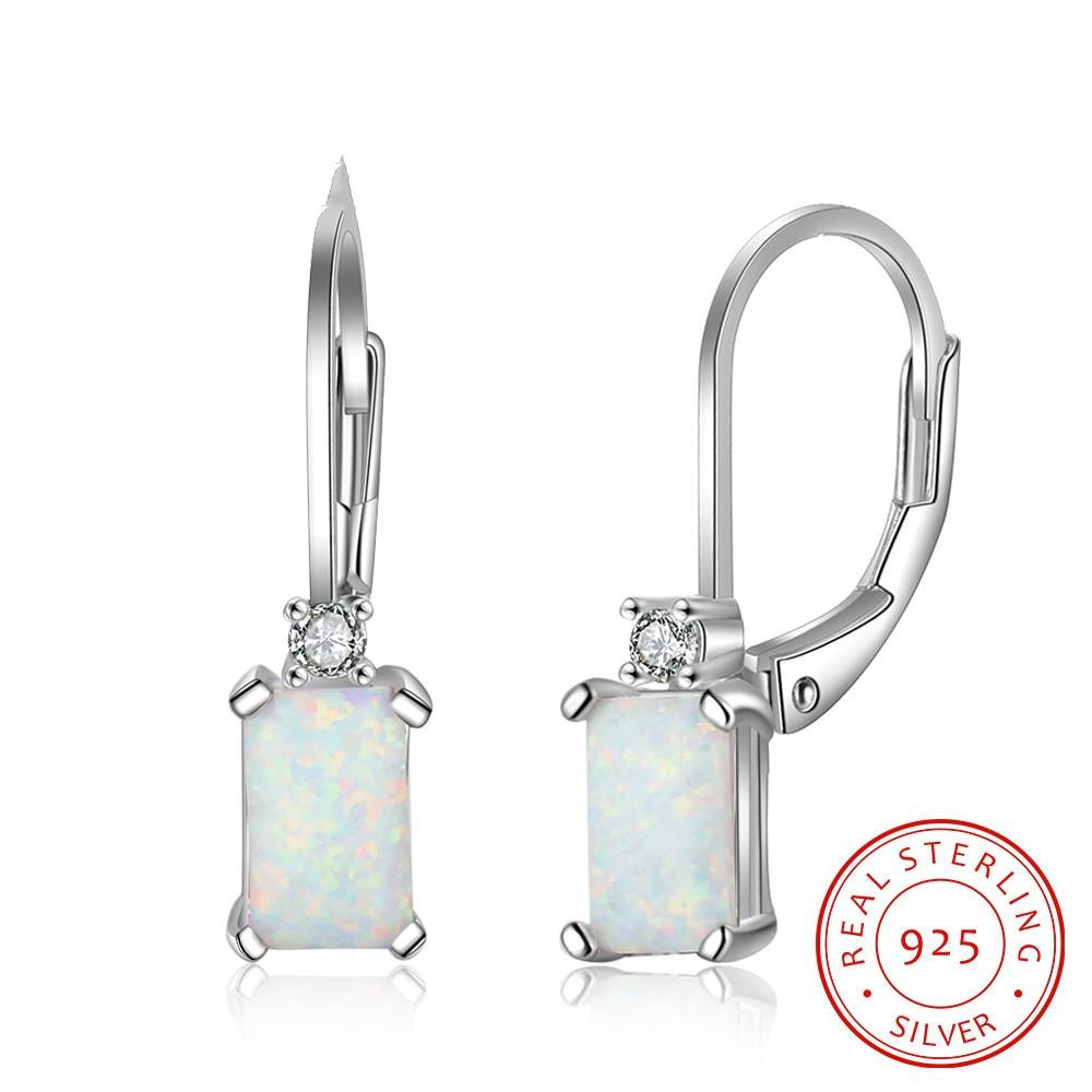  Minimalist 925 Sterling Silver  Opal Earrings for Women Girl Wholesale Jewelry   Opal Earrings