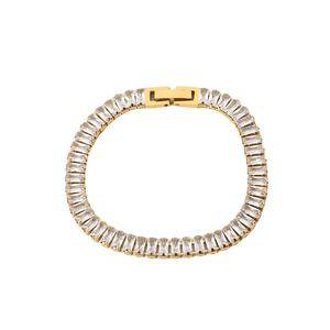 New Fashion 18K Gold Plated Stainless Steel Jewelry Tennis Bracelet Shiny Cubic Zirconia Bracelets for Ladies Women Hand Jewelry