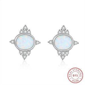  Round Metal White Opal Earrings for Women Tribal Jewelry Antique Silver Color  Earrings