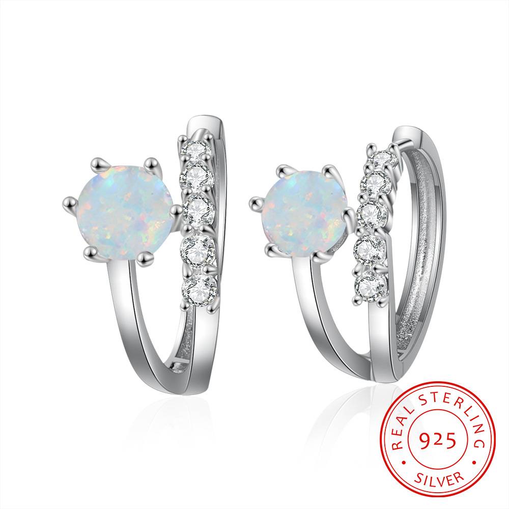  Hot Fashion Glossy Dangle Earrings Simple Geometry Natural Zircon Opal Earrings For Women Daily Fine Jewelry