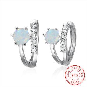  Hot Fashion Glossy Dangle Earrings Simple Geometry Natural Zircon Opal Earrings For Women Daily Fine Jewelry