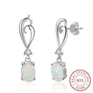 Fashion  S925 White Opal Earrings  Sterling Silver Earrings for Women Wedding Valentines Day Gift Jewelry