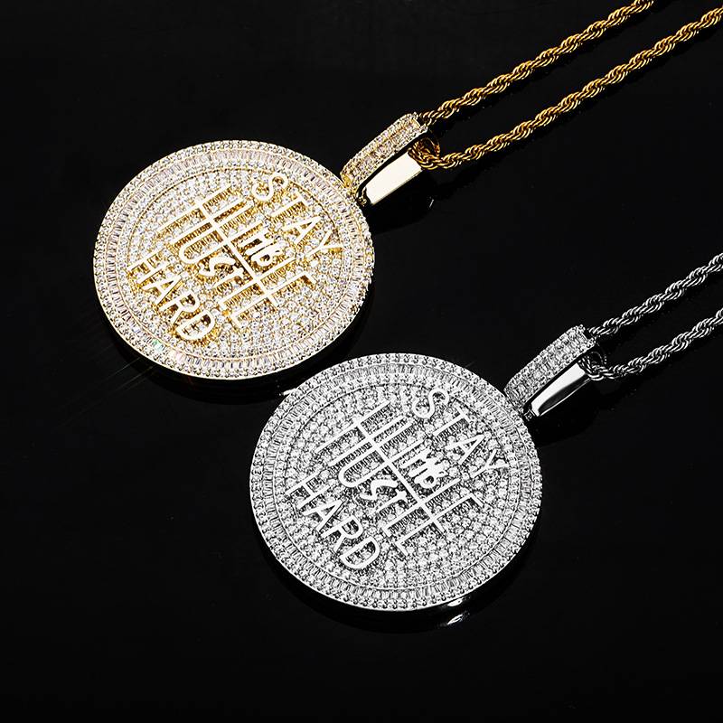 Custom Gold Plated 5A Cubic Zirconia Diamond Copper Pendant For Mens Jewelry Cuban Honeycomb Pendant