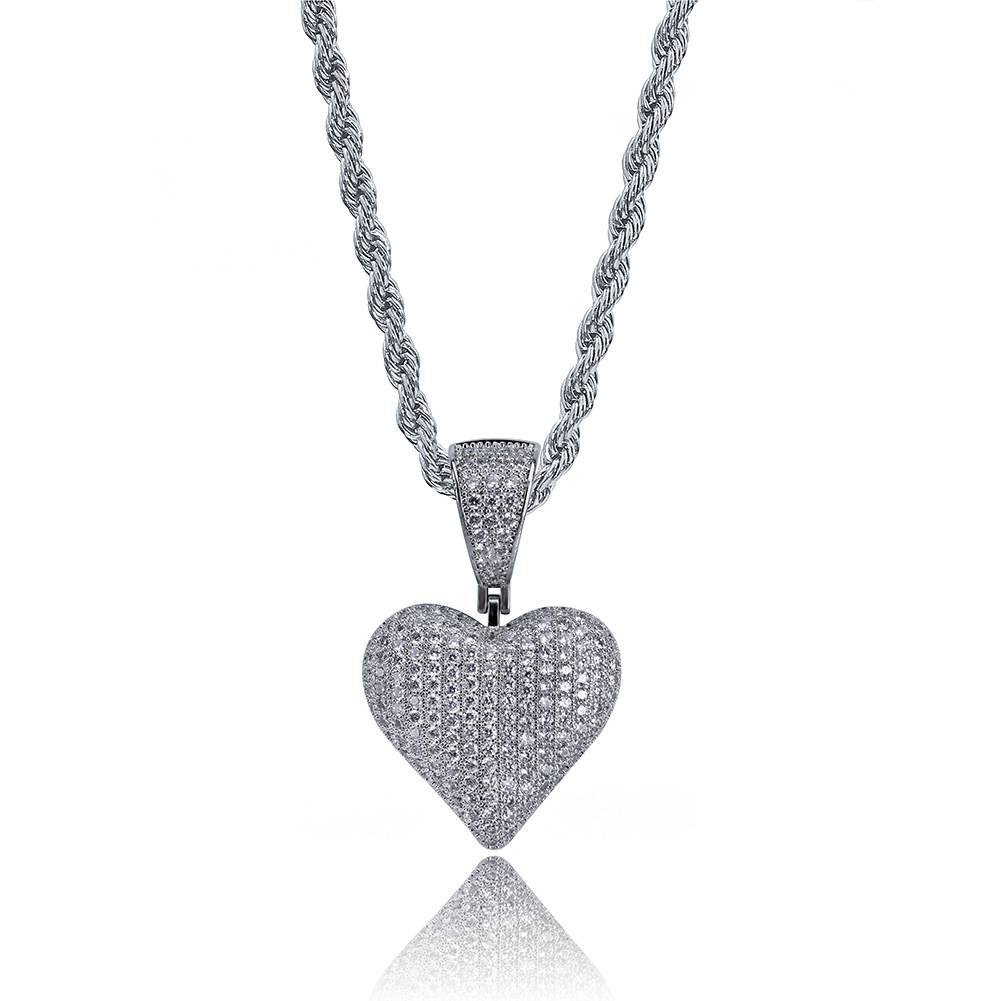 Optional Poker Heart Signs Necklaces&Pendants Men Women Gold Silver Color Charms Cubic Zircon Chians Hip Hop Jewelry For Gifts