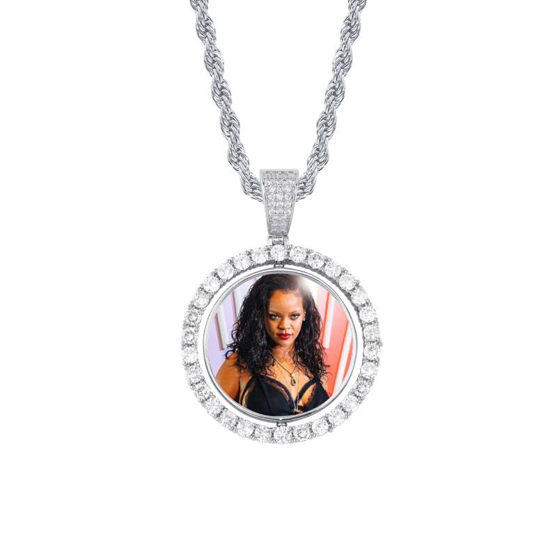  Gold Silver Color Cubic Zircon Jewelry  personalized photo necklace pendant