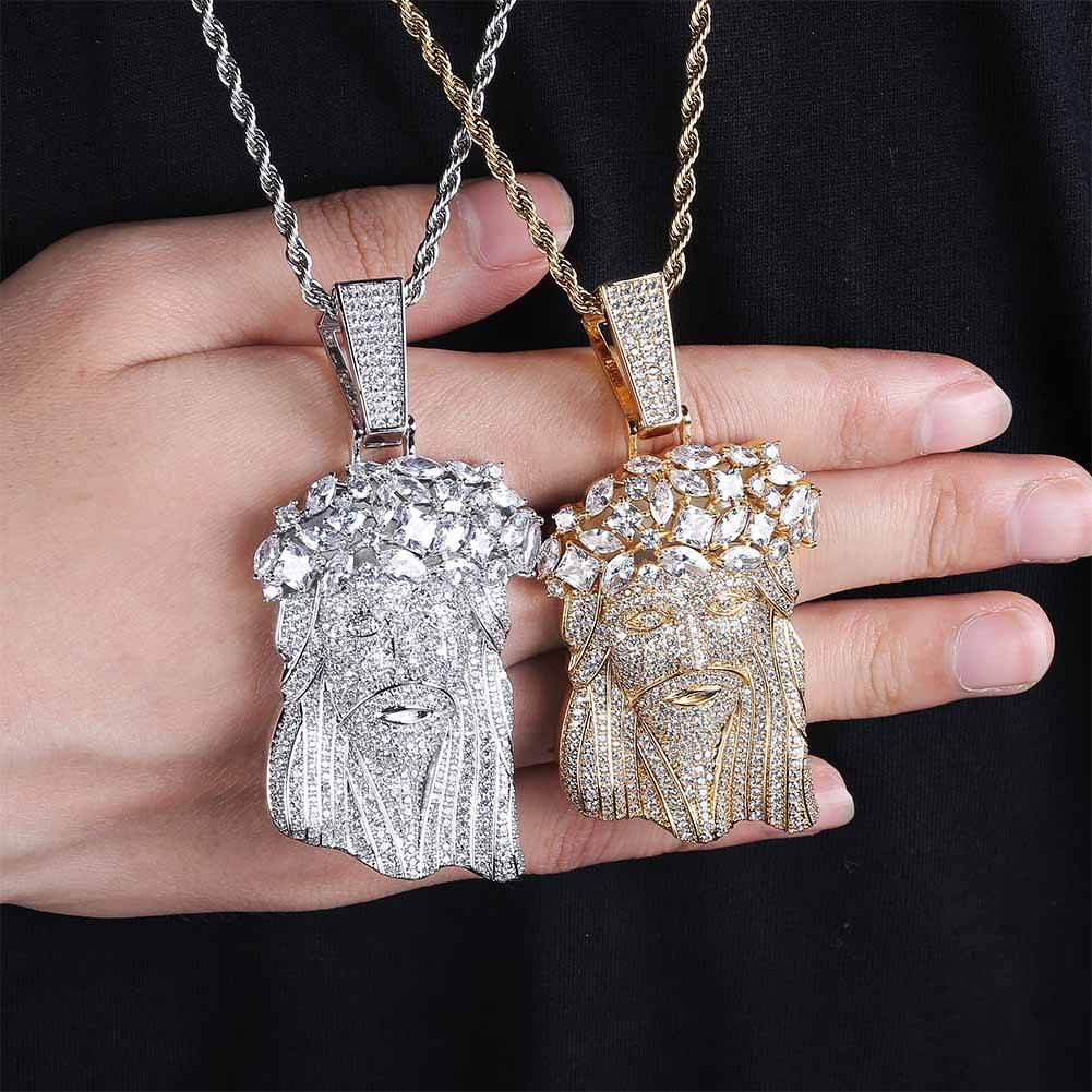 Iced Out Hip Hop Big Size Jesus Pendants Necklace For Men Jewelry