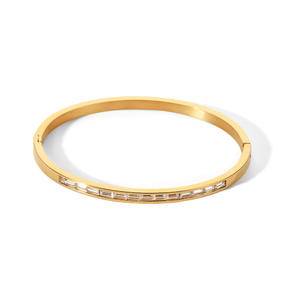 Stainless Steel 18K Gold Plated Women's Simple Fashion Jewelry Ladies Bracelet Square Geometric Diamond CZ Zircon Retro Bracelet