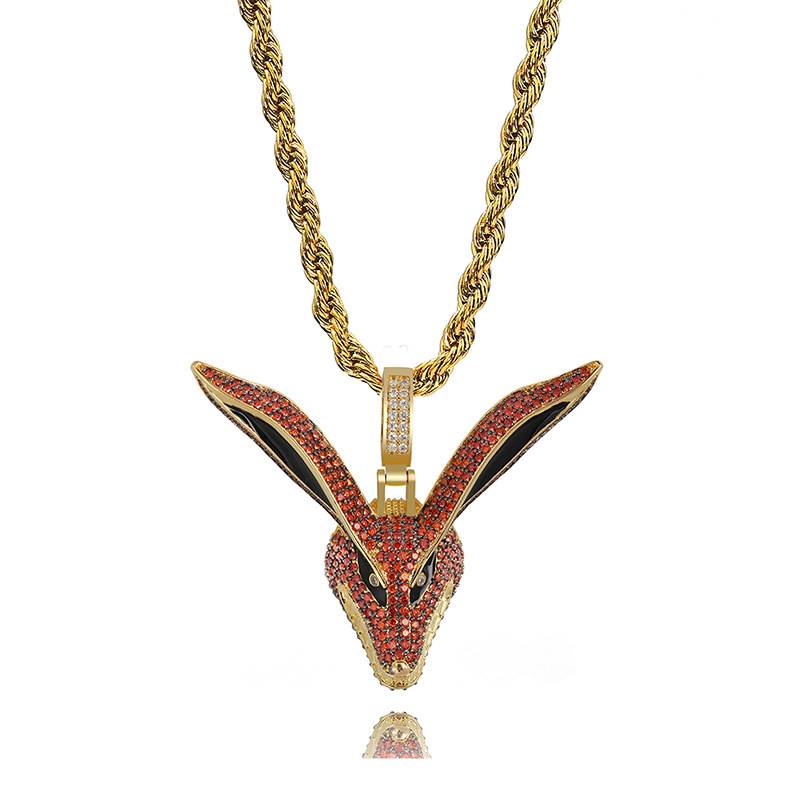 Fashion Necklace 18k Gold Plated Gemstone Nine Tailed Demon Pendant Chain Diamond Necklace 