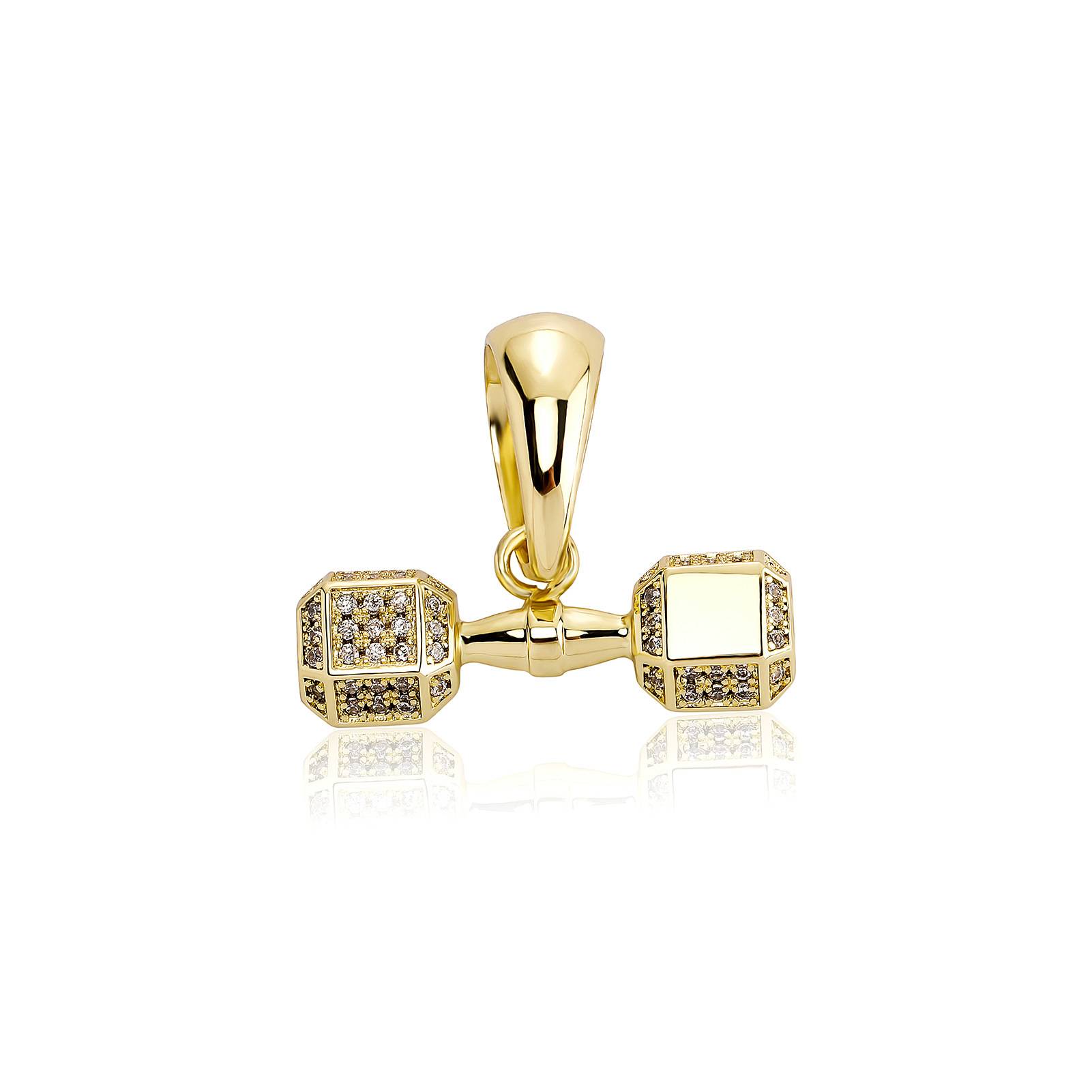 Hip hop Gold Plated Pendant Jewelry Custom Icy Charms Diamond Gym Pendant Iced Out Cubic Zirconia Dumbbell Pendant For Men