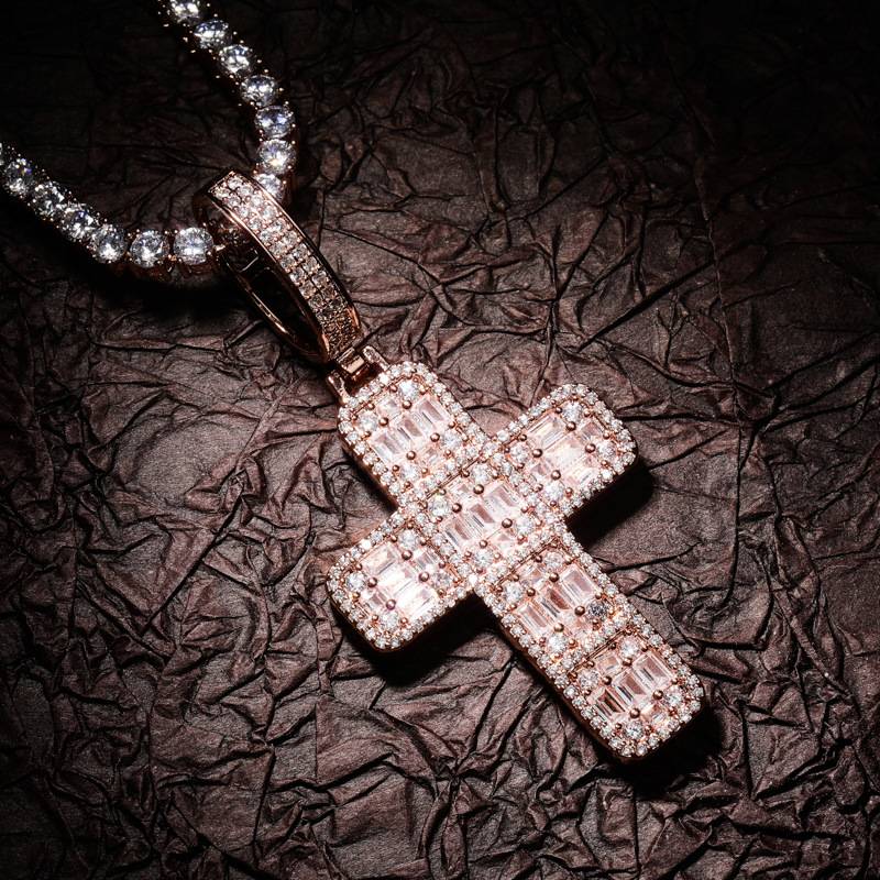Explosive Popular  Slender Diamond Cross Pendant Real Gold Electroplating New Pendant 
