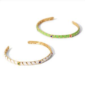 New INS Popular Accessories C Open Adjustable Oil Bracelets Designer Fashion Jewelry Bangles Enamel Gold Plated Bangle For Women
