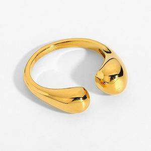 2022 NEW High Polished Gold Plated Stainless Steel Chunky Ring For Women Adjustable Open Rings INS Simple Style Fashion Jewelry