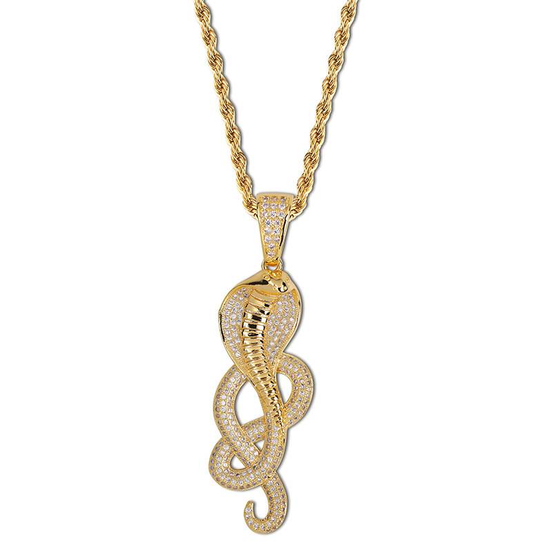  Animal Snake Necklaces Pendant   Gold Silver Bling Cubic Zircon Hip Hop Iced Out Jewelry