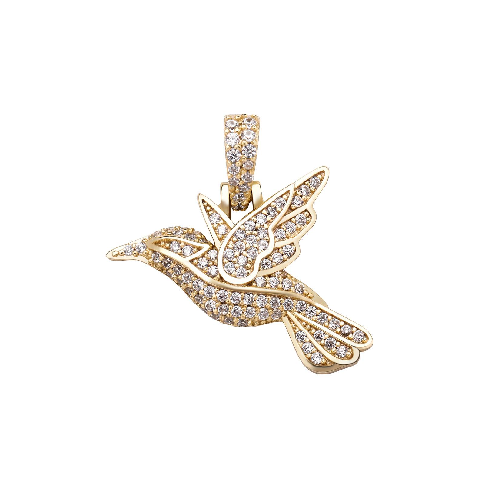 925 Sterling Silver Diamond Flying Bird Pendant Iced Out Bling Bling Humming Bird Necklace