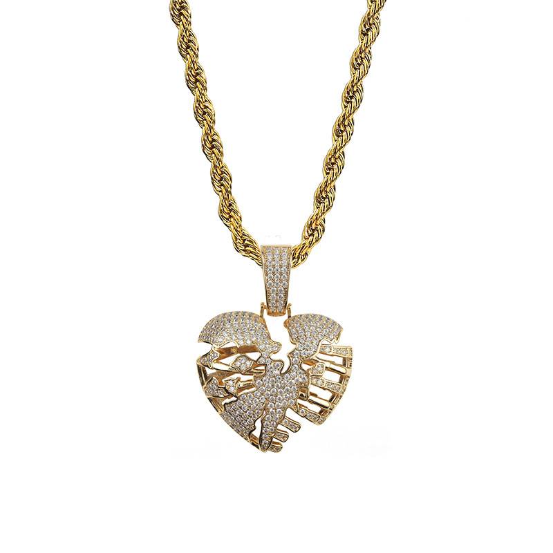 Hot Sale Fashion Personality Hollow Out Broken Heart Pendant Necklace For Men Women