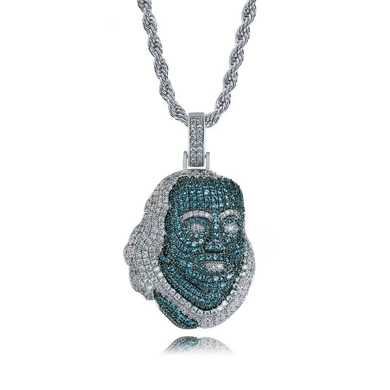 Iced Out Blueface Hip Hop Personalized  Charm Pendant Bling  Necklace For Men