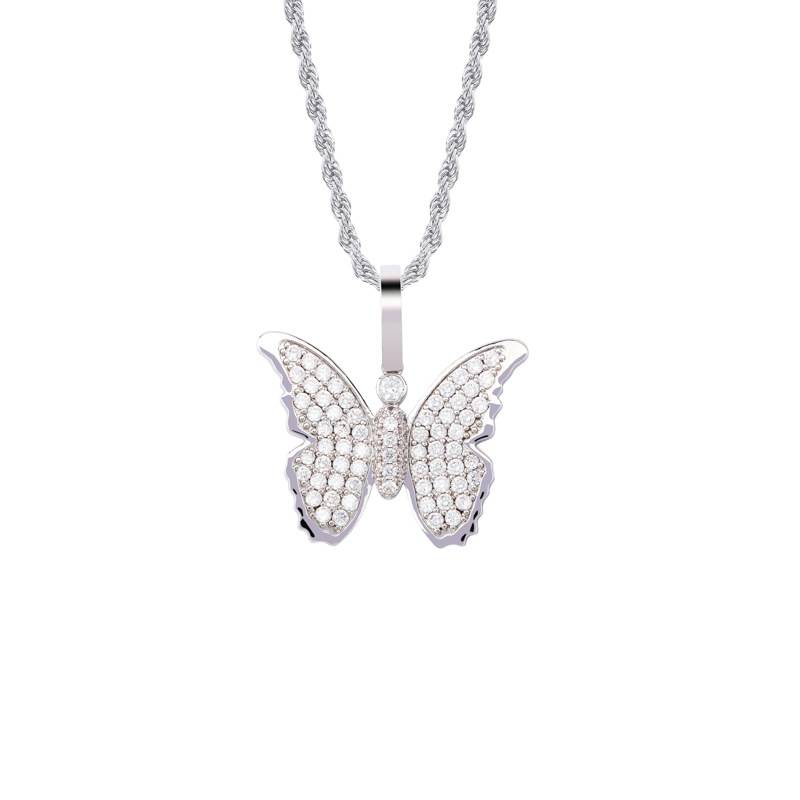 Elegant  Copper Gold Plated Jewelry Big Ice Butterfly Pendant Necklace