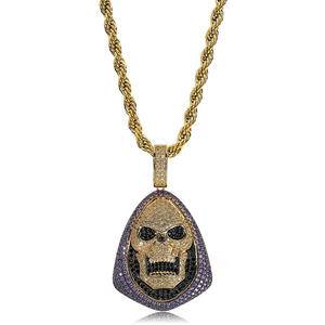 Design  Shaped Hip Hop  Skull Pendant Necklace For Men Colorful  Iced Out Men Jewelry