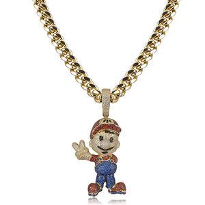  Large Size Hip Hop Brass Setting  Pendant Iced Out Cubic Zircon Men Necklaces Rock Jewelry