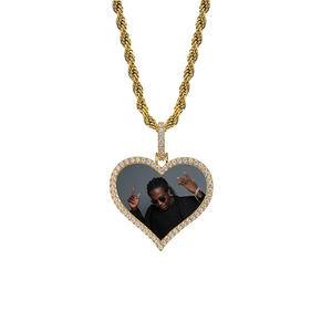  Creative Jewelry Gift Custom Photo Zircon Heart Pendant Love Memory Necklace For Men And Women