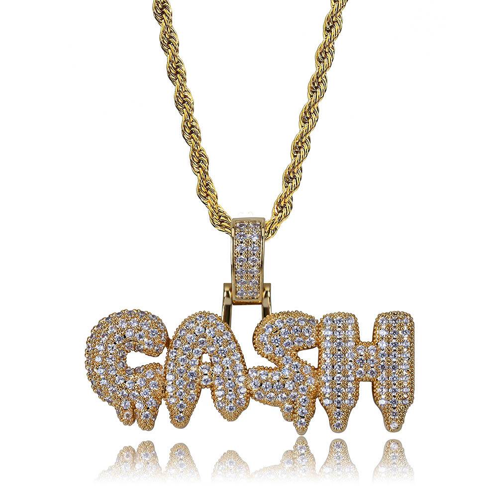 Letter Cash Pendant Necklace Hip Hop Jewelry Party Birthday Valentine's Day Gift Zircon Mothers Day Jewelry Alphabet Necklaces
