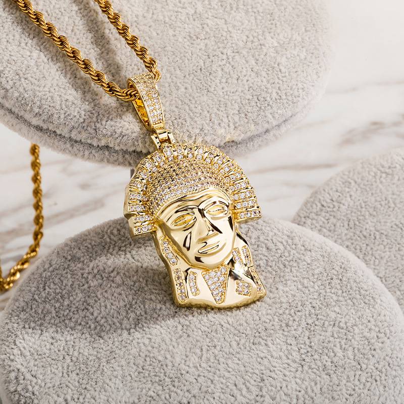New Design Ice Out Jesus Messenger Pendant Necklace Hip Hop Full  Cubic Zirconia gold plated  Jewelry