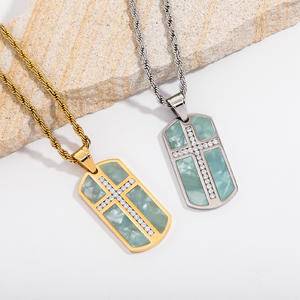 The Gold Cross Shield Pendant Necklace For Christian Apostle Necklace Cuban Chain