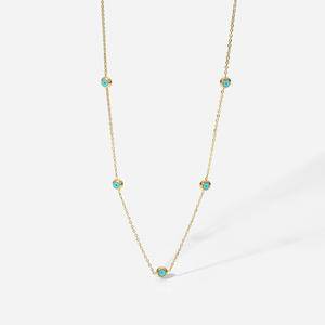 New Hot Selling PVD 18K Gold Plated Stainless Steel Charm Necklaces With Turquoise Beads Chains Fashion Jewelry For Women Gifts