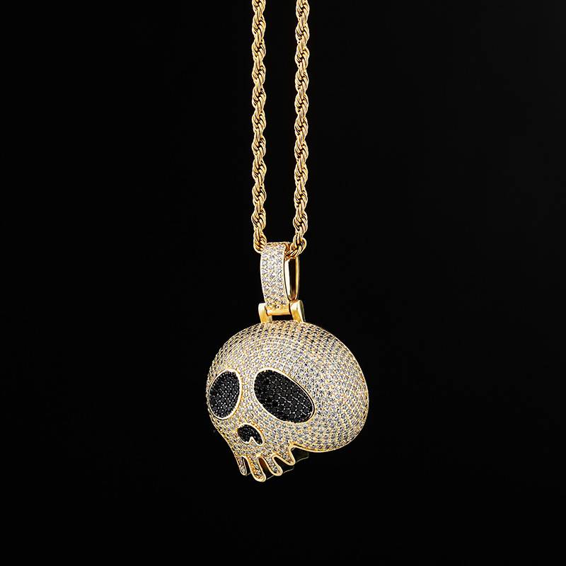 Mens Skull Pendant Necklace High Quality Iced Out Bling Cubic Zirconia Hip Hop Rock Jewelry For Party Gift