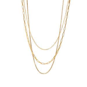 2022 Vintage PVD 18k Gold Plated Paperclip Box Chain Layered Stainless Steel Link Chains Triple Layer Fashion Jewelry Necklaces