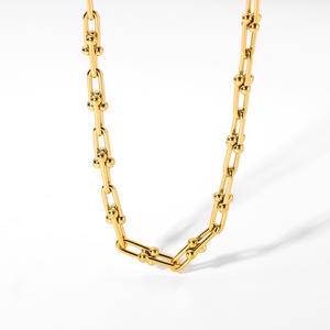 2022 Fashionable 18K Gold Plated Stainless Steel U Type Individuality Jewelry U Shaped Chokers Necklaces for Women link Chains