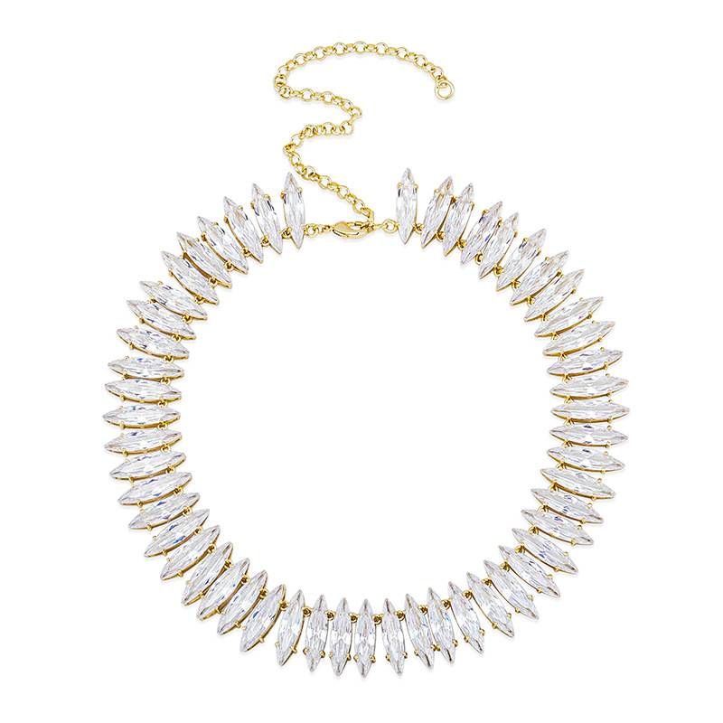 Long Big Water Drop Diamond Shining Necklace Comfortable Gold Plated Women Elegant Fine Jewelry Gift