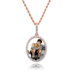  Round Photo Custom Necklace&Pendant Medallions Copper Tennis Chain Cubic Zircon Picture Necklace Men's Hip Hop Jewelry