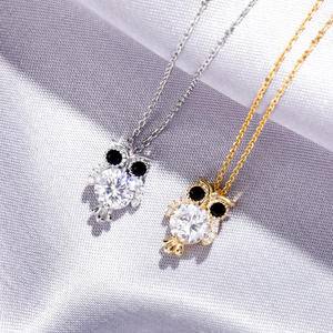  Hip Hop Women Pendant 925 Sterling Silver Glittering Owl Pendant Ice Crystal Zircon Necklace Fashion Charm