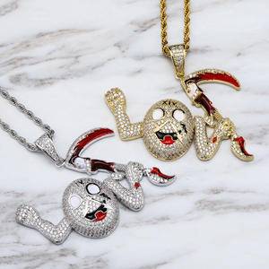  Cubic Zircon Iced Clocks Gold Fashion Little devil Pendant Necklace Hip Hop Jewelry Statement Necklaces For Man Women Gift