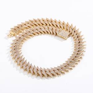  Zirconia Thorns Cuban Chain Rivet Bracelet Necklace For Men Jewelry Hip Hop Spiked Cuban Chain