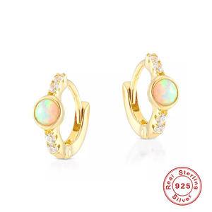 High Quality 925 Sterling Silver New Luxury Opals Hoop Earrings For Women Fashion Fine Jewelry Girls Accessories Unusual Earring