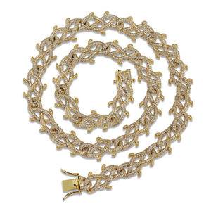 New Hip Hop Thorns     Mens   Charm Zircon Iced Out Barbed Wire Cuban Chain Necklace
