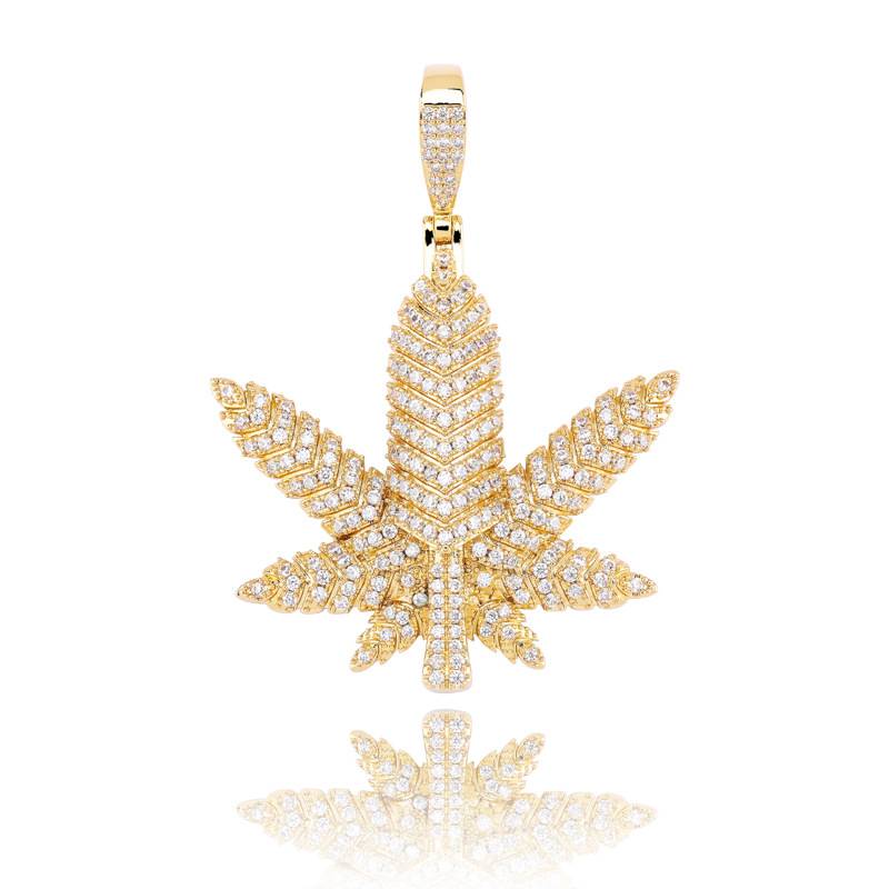 Latest Fashion Small Weed Herb Charm Necklace Hip Hop Jewelry Set Maple Leaf Gold Silver Pendant Necklaces