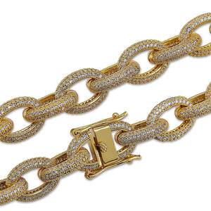 12MM Iced Out Chains For Men  Cuban Link Necklace Luxury Micro Paved   Cuban Chain Hip Hop Jewelry