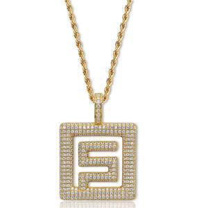   Designed Soild Back Pendant Necklace All Iced Out Cubic Zircon Chain Necklaces Gold Silver Color Hip Hop Jewelry