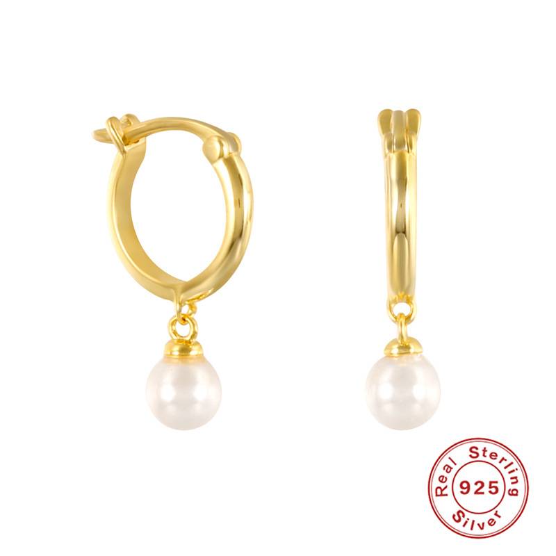 2022 S925 Sterling Silver Pearl Earrings Fashionable INS Classic Simple Ring Freshwater Drop Earrings Temperament Fine Jewelry