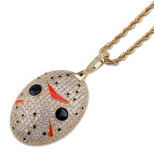   Hip hop Pendant Chainsaw Frightening Mask Pendant  Inlaid Zircon Exaggerated Pendant Tide Brand Necklace