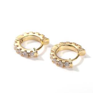   New Hip Hop Jewelry   Brass Iced Out Diamond   In Gold Earrings Hip Hop Stud Earrings  