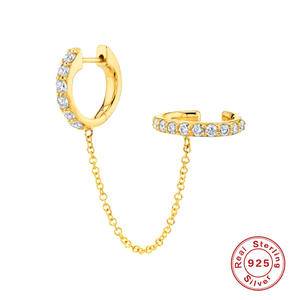 2022 Double Hoop Zircon Clip Hoop Earrings for Women Girls Wedding Birthday Gift Earring No Piercing 925 Sterling Silver Jewelry