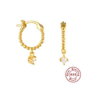 2022 New Fashion Drop Earrings Jewelry 925 Sterling Silver Gold Plated Bead Hoop Earrings Charms CZ Zircon Dangle Earrings Women